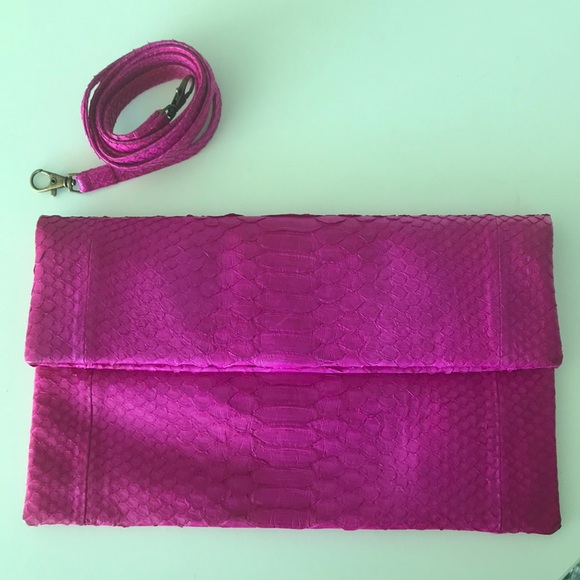 Victoria Bosco Handbags - COPY - Authentic PYTHON fuchsia clutch